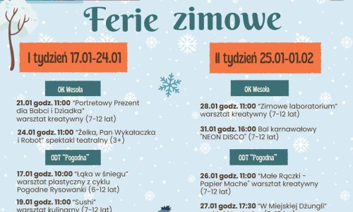 Ferie 2026 W Ośrodku Kultury Wesoła